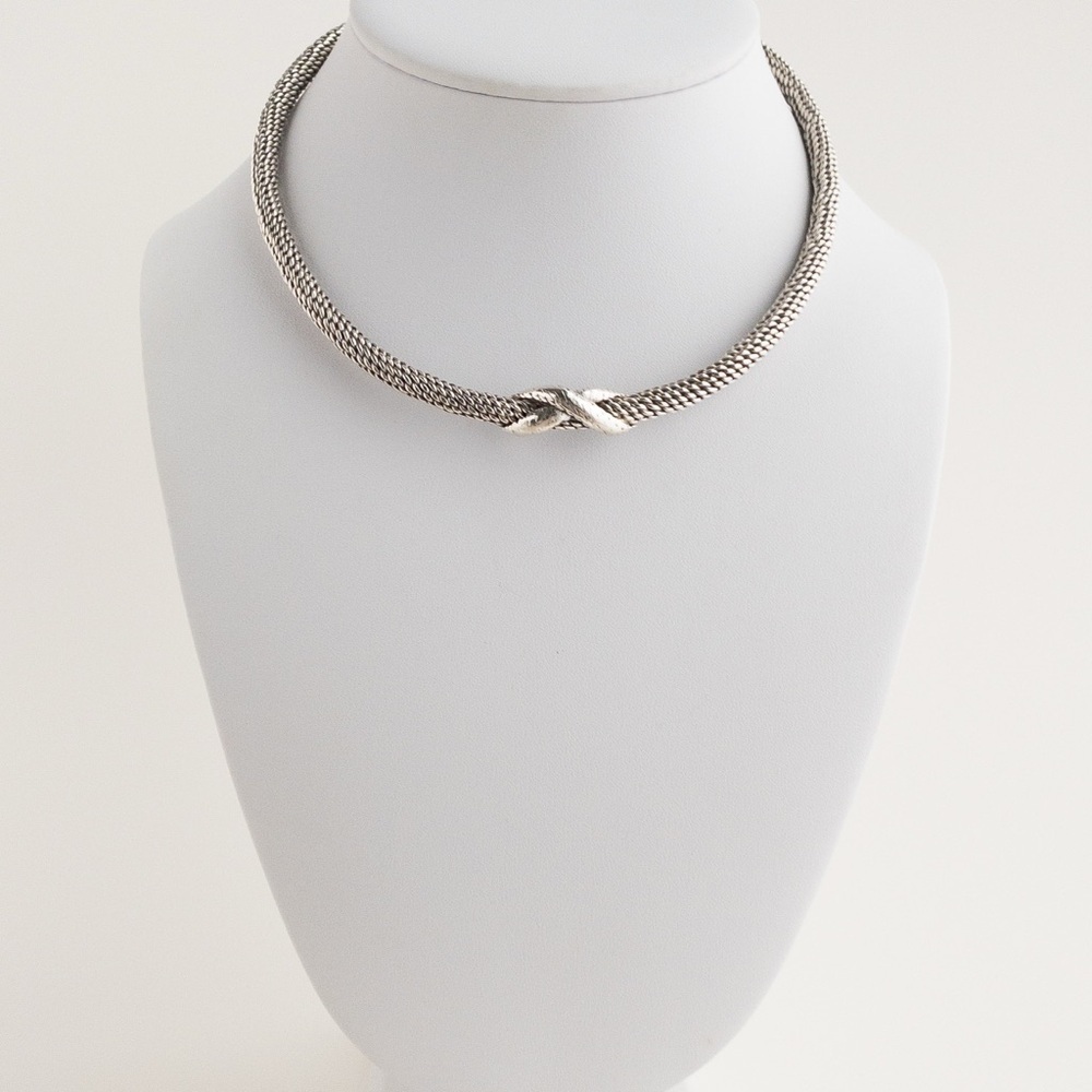 Sterling Silver Choker Collar Necklace Modernist Jewelry Vintage Mexico 72g .925